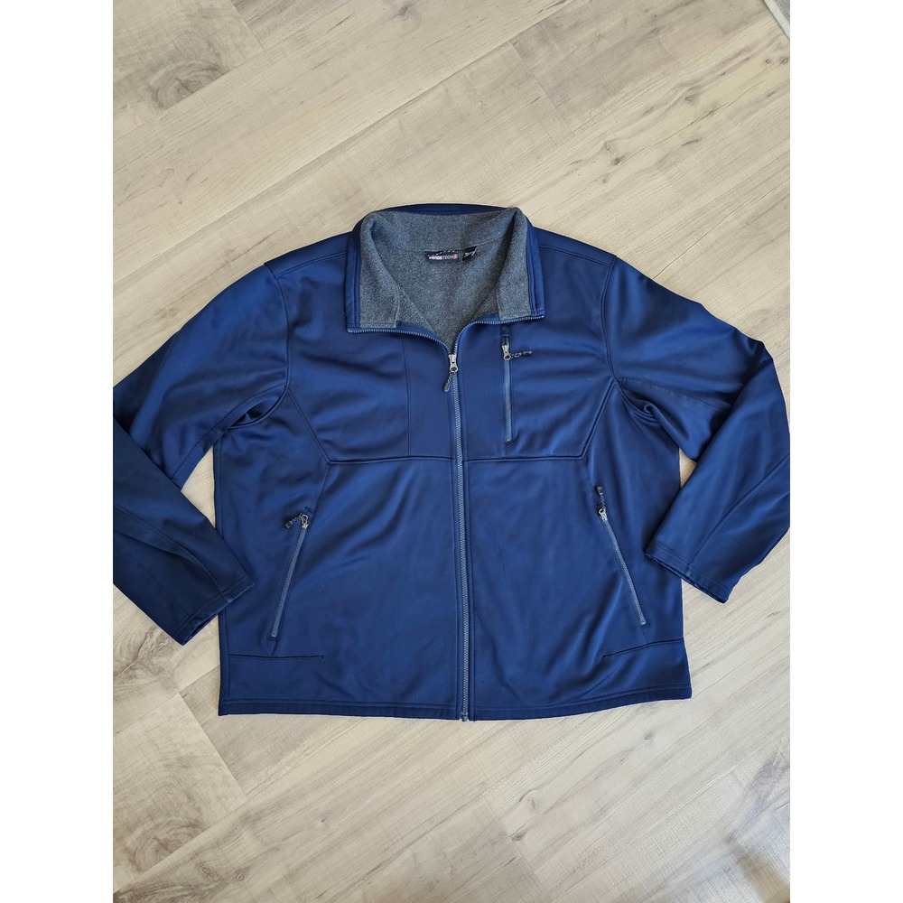 Swiss Tech Mens Softshell Fleece Lined Jacket Navy Blue Full Zip 2XL